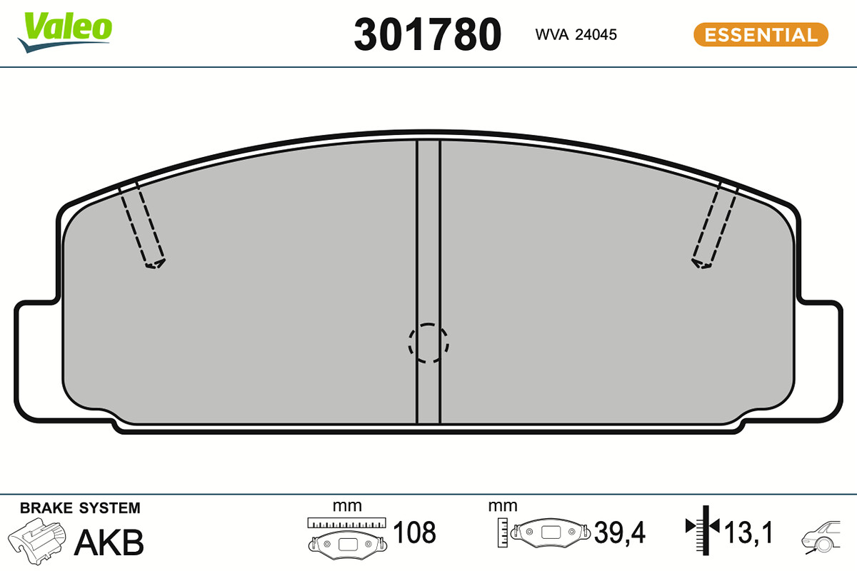 Jeu de 4 plaquettes de frein VALEO ref. 301780